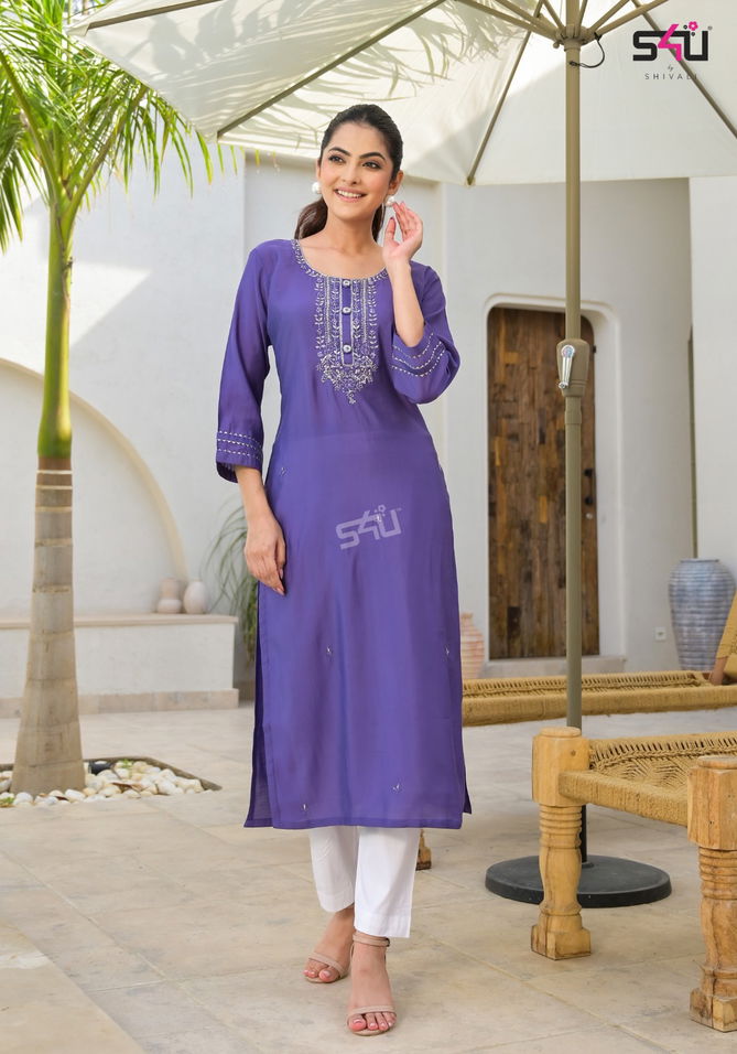 Glamour By S4u Designer Roman Silk Kurtis Wholesale Market In Surat